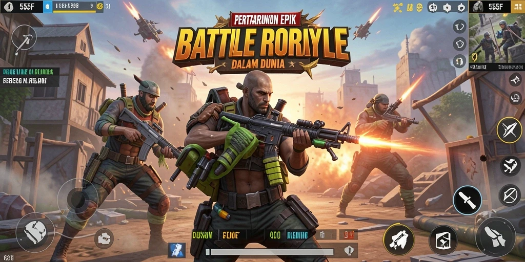 Tampilan gameplay seru di arena pertempuran 555F.