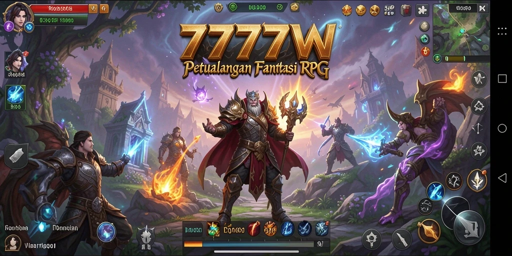 Tampilan gameplay mendebarkan dari 7777W dengan pertempuran RPG yang seru.