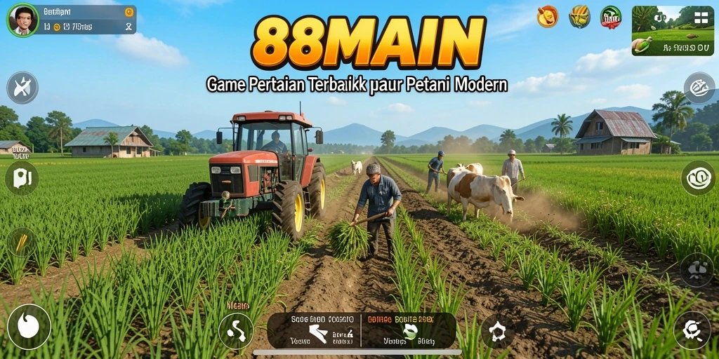 Tampilan screenshot utama 88MAIN dengan aktivitas pertanian yang menarik.