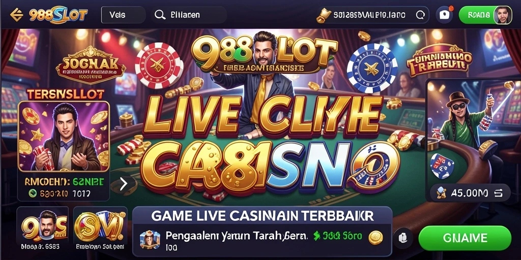 Screenshot gameplay 988SLOT menampilkan dealer langsung dan suasana kasino yang mendebarkan.