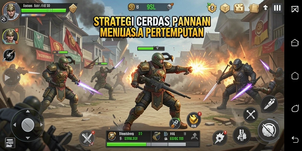 Tangkapan layar utama 9SL menampilkan pertempuran strategi yang seru dan intens.