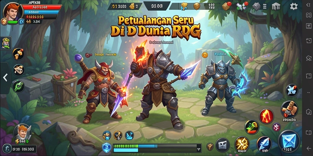 Gambaran aksi seru dari gameplay RPG APEK88.