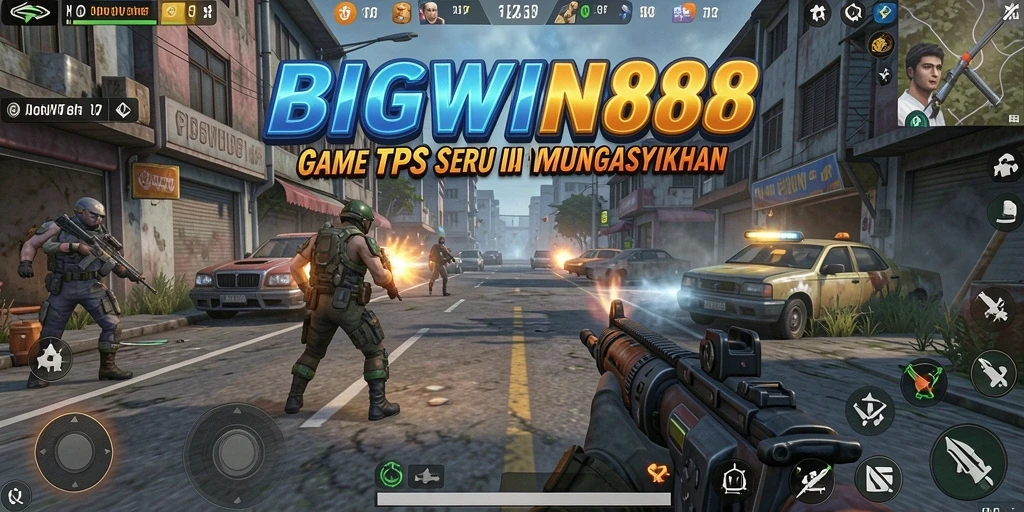 Screenshot utama BIGWIN88 menampilkan aksi seru dalam gameplay TPS.