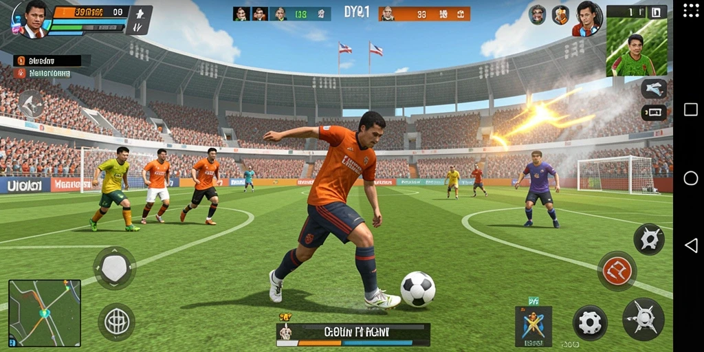 Screenshot utama DYO1 menampilkan aksi olahraga intens dan seru.