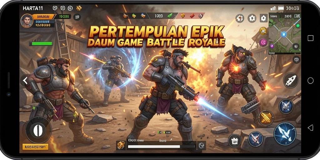 Gameplay seru HARTA11 dengan pertempuran intense antar pemain.