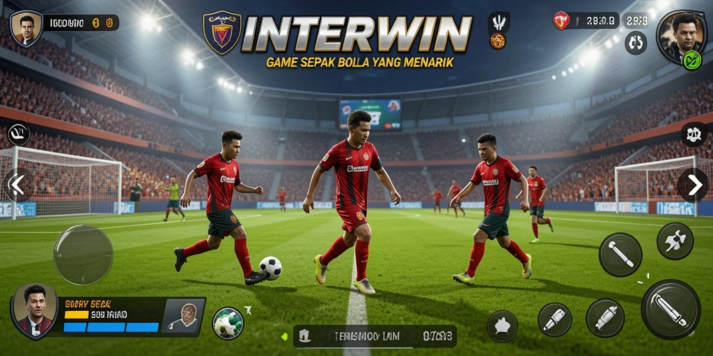 Tampilan gameplay <strong>INTERWIN</strong> yang mendebarkan dengan aksi sepak bola nyata.