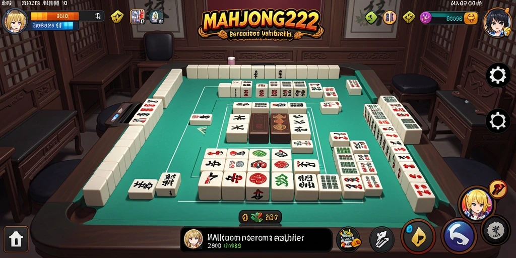 Screenshot menunjukkan gameplay Mahjong yang menarik dengan karakter Anime.