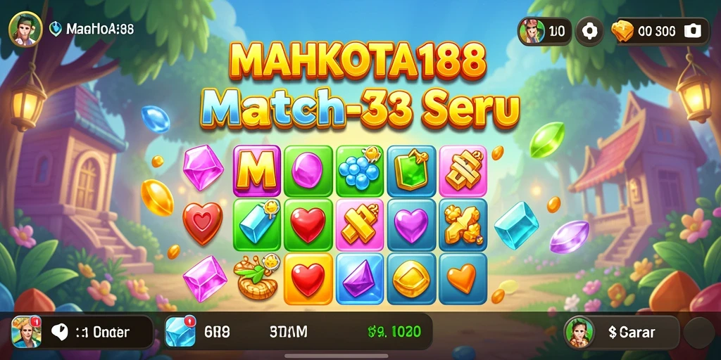 Tampilan gameplay seru MAHKOTA188 dengan elemen Match-3 yang memikat.
