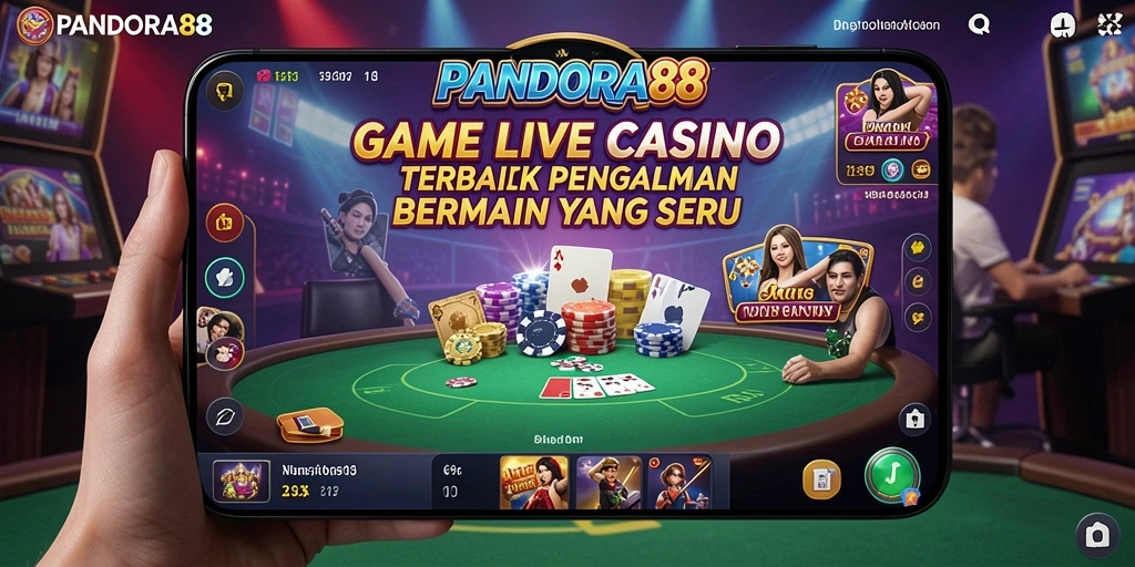 Tampilan menarik dari gameplay Live Casino PANDORA88 yang mendebarkan.