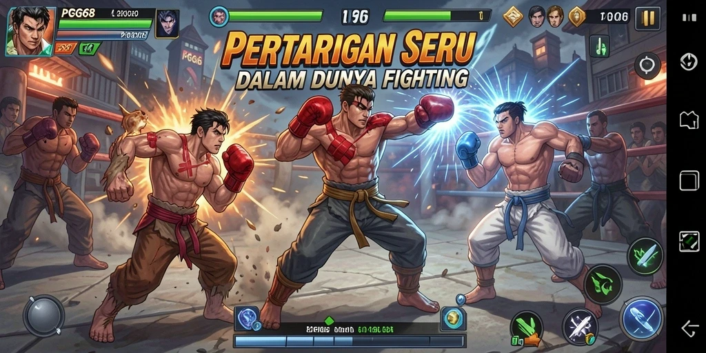 Screenshot PGG68 menampilkan karakter bertarung dengan grafis menawan.